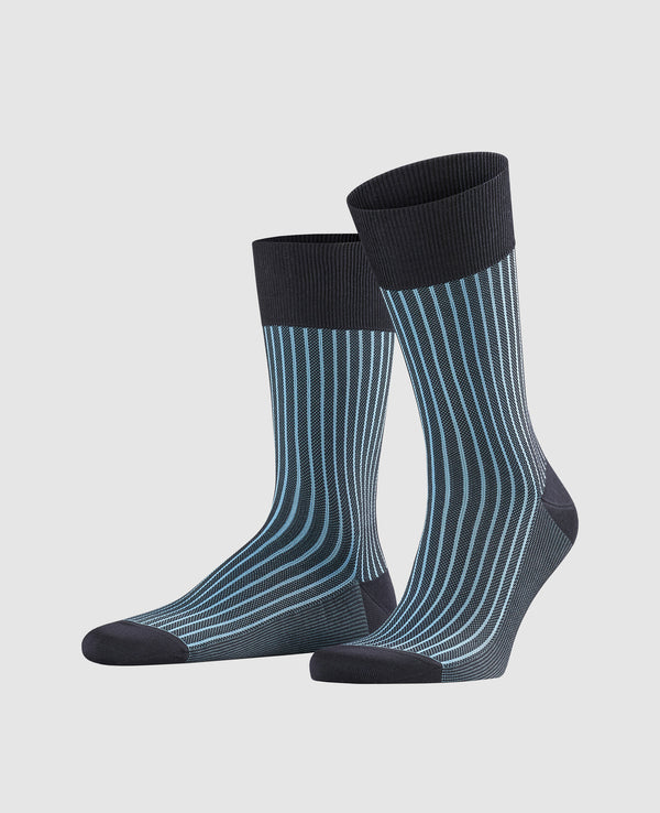 FALKE Oxford Stripe Herren Socken - dark navy